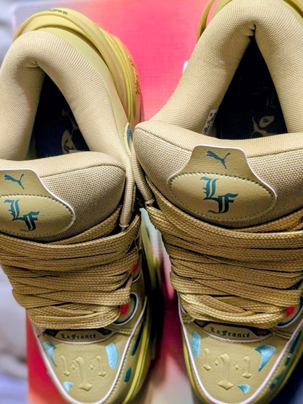 Puma Mens LaFrance LowTop Chunky Sneakers in The Colorway Heatwave